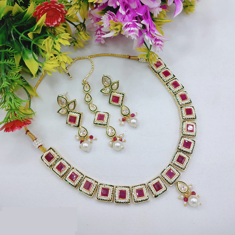 Lucentarts Jewellery Delicate Pota Stone And Pearl Necklace Set