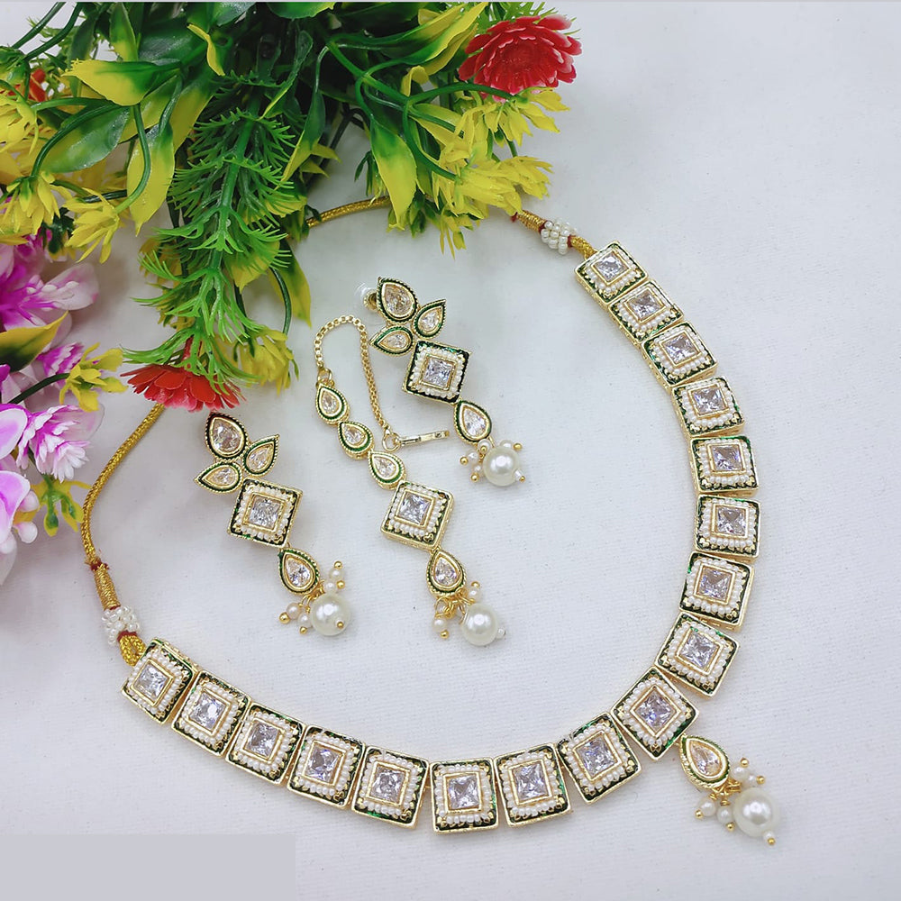 Lucentarts Jewellery Delicate Pota Stone And Pearl Necklace Set