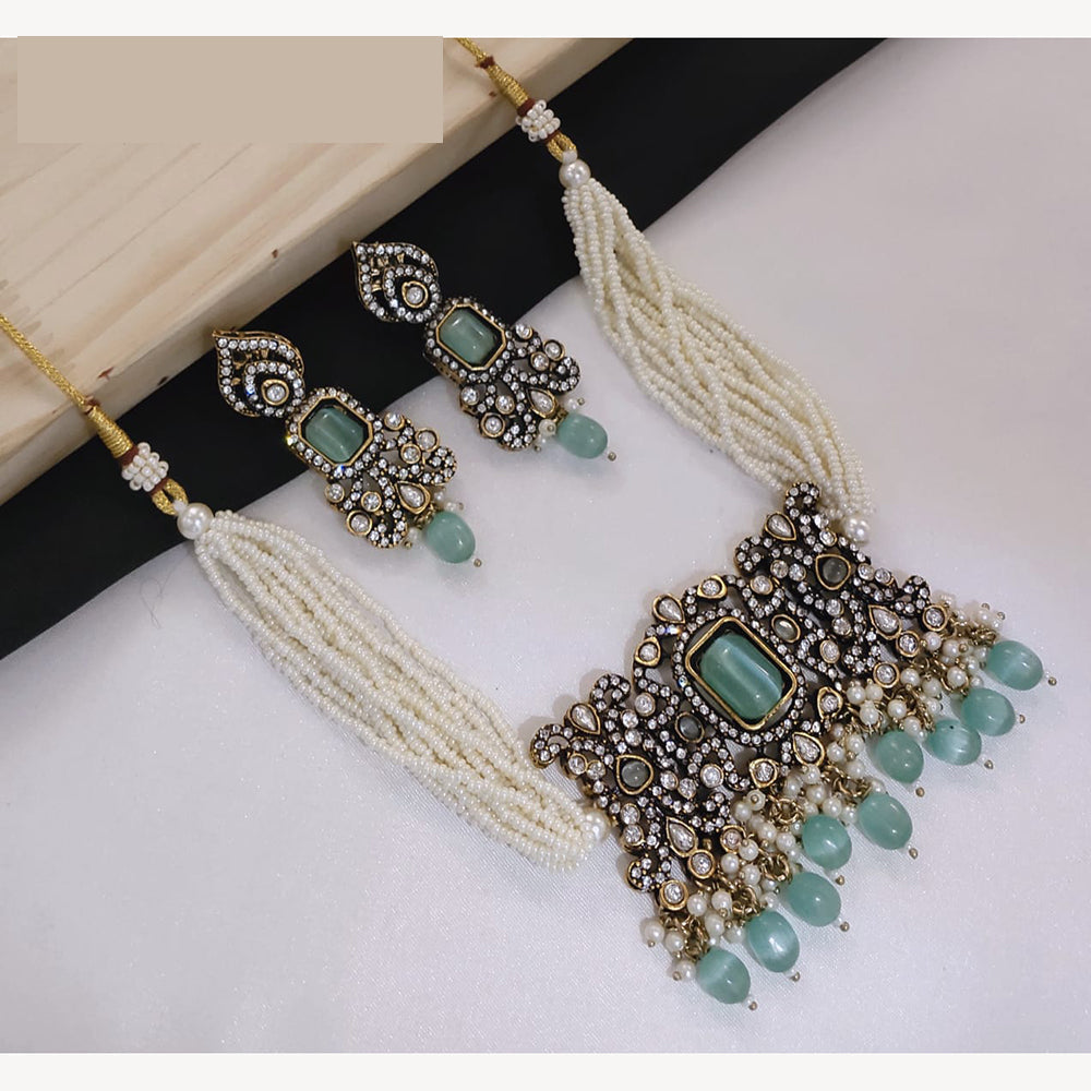 Lucentarts Jewellery Festive Pota And Austrian Beads Pearl Choker Necklace Set