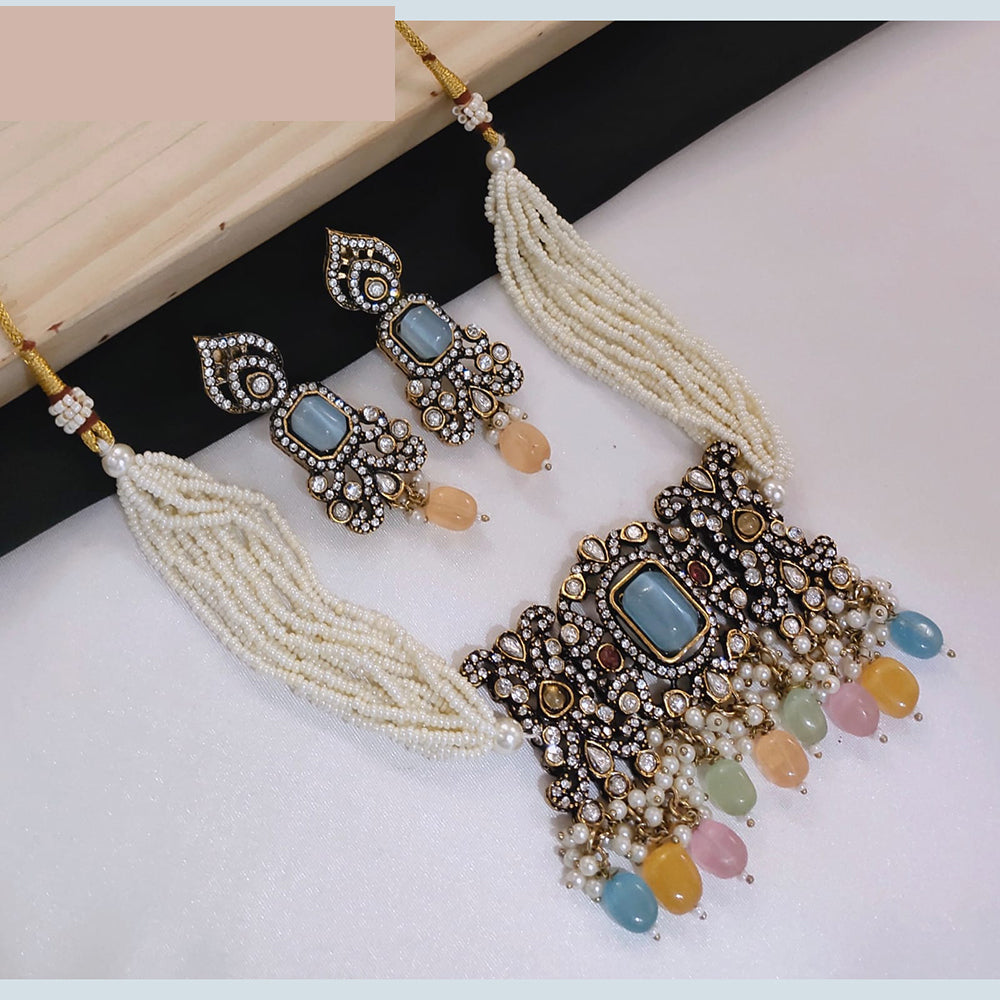 Lucentarts Jewellery Festive Pota And Austrian Beads Pearl Choker Necklace Set