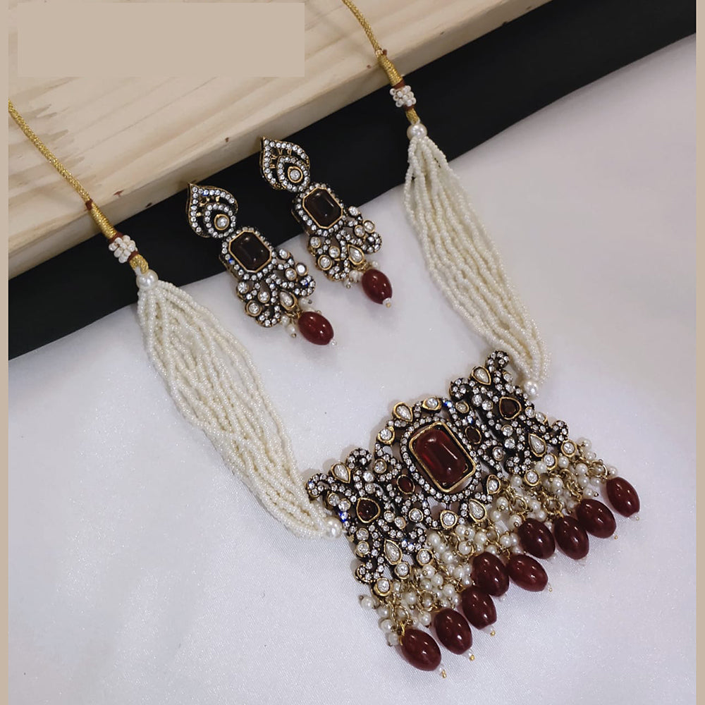 Lucentarts Jewellery Festive Pota And Austrian Beads Pearl Choker Necklace Set