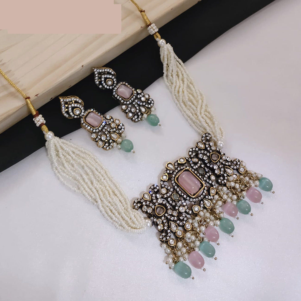 Lucentarts Jewellery Festive Pota And Austrian Beads Pearl Choker Necklace Set