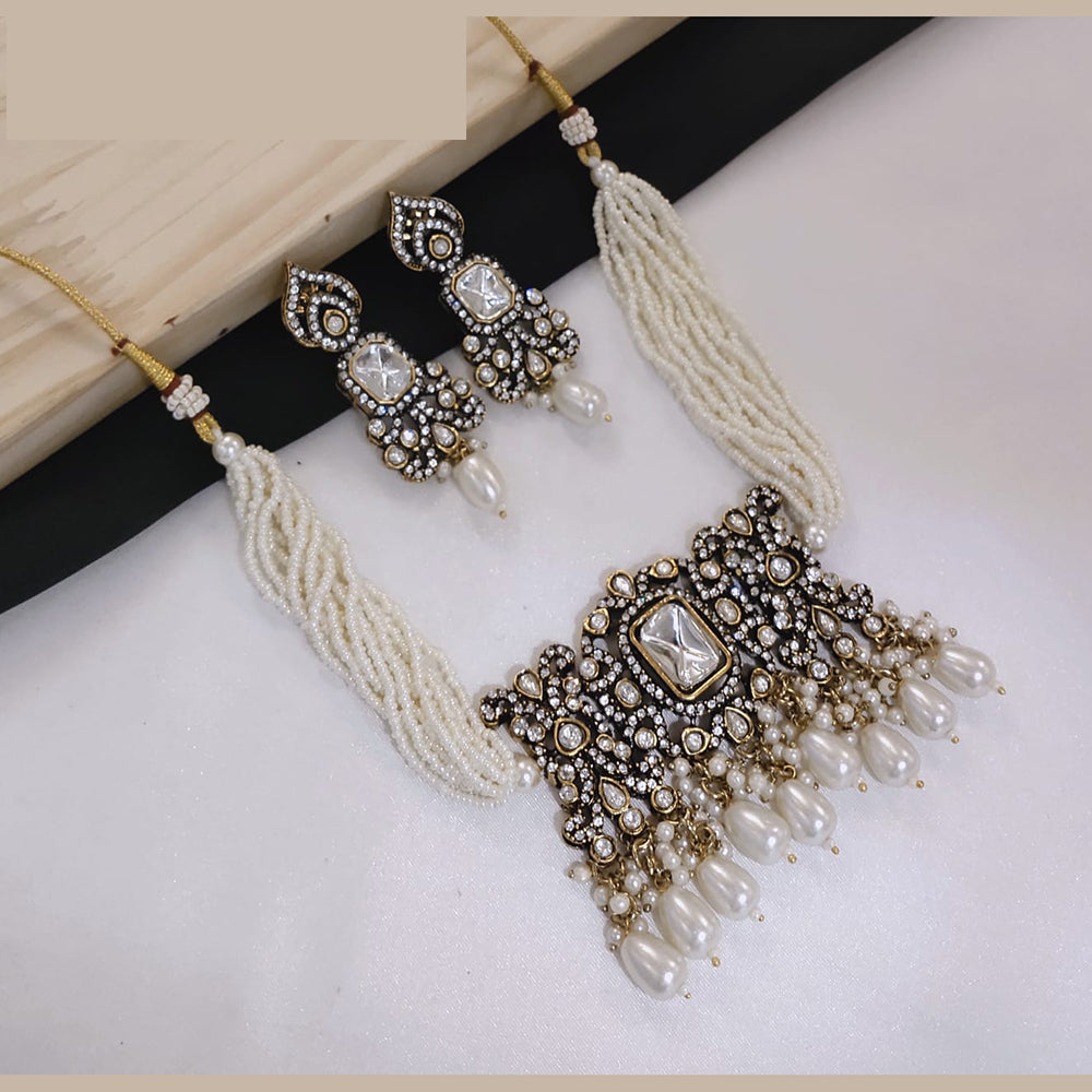 Lucentarts Jewellery Festive Pota And Austrian Beads Pearl Choker Necklace Set