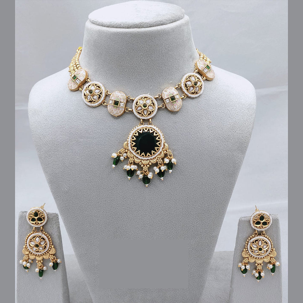 Lucentarts Jewellery Classic Pota And Meenakari Beads Pearl Necklace Set