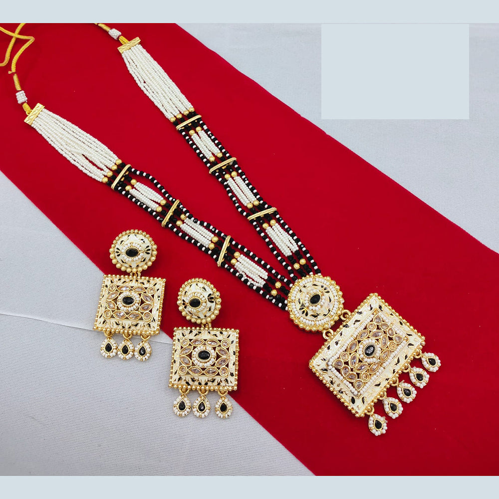 Lucentarts Jewellery Classic Pota And Meenakari Beads Pearl Long Necklace Set