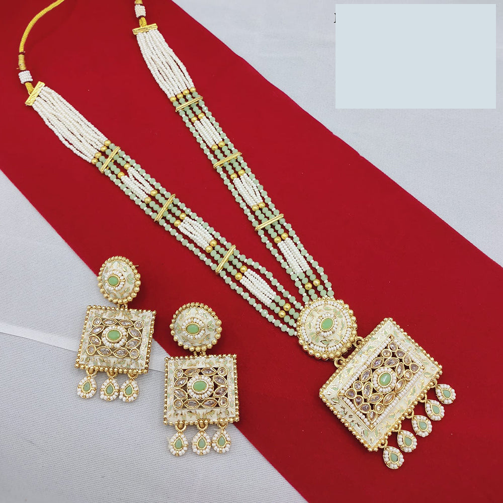 Lucentarts Jewellery Classic Pota And Meenakari Beads Pearl Long Necklace Set