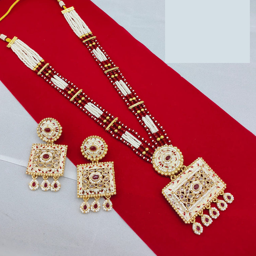 Lucentarts Jewellery Classic Pota And Meenakari Beads Pearl Long Necklace Set