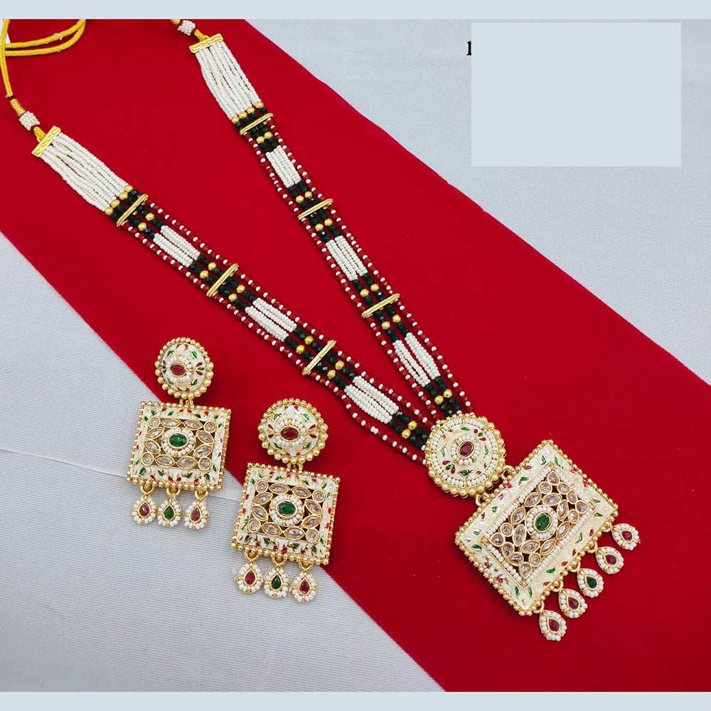 Lucentarts Jewellery Classic Pota And Meenakari Beads Pearl Long Necklace Set
