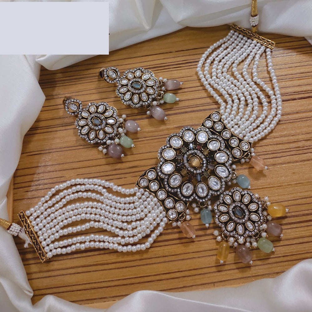 Lucentarts Jewellery Festive Pota And Austrian Beads Pearl Choker Necklace Set