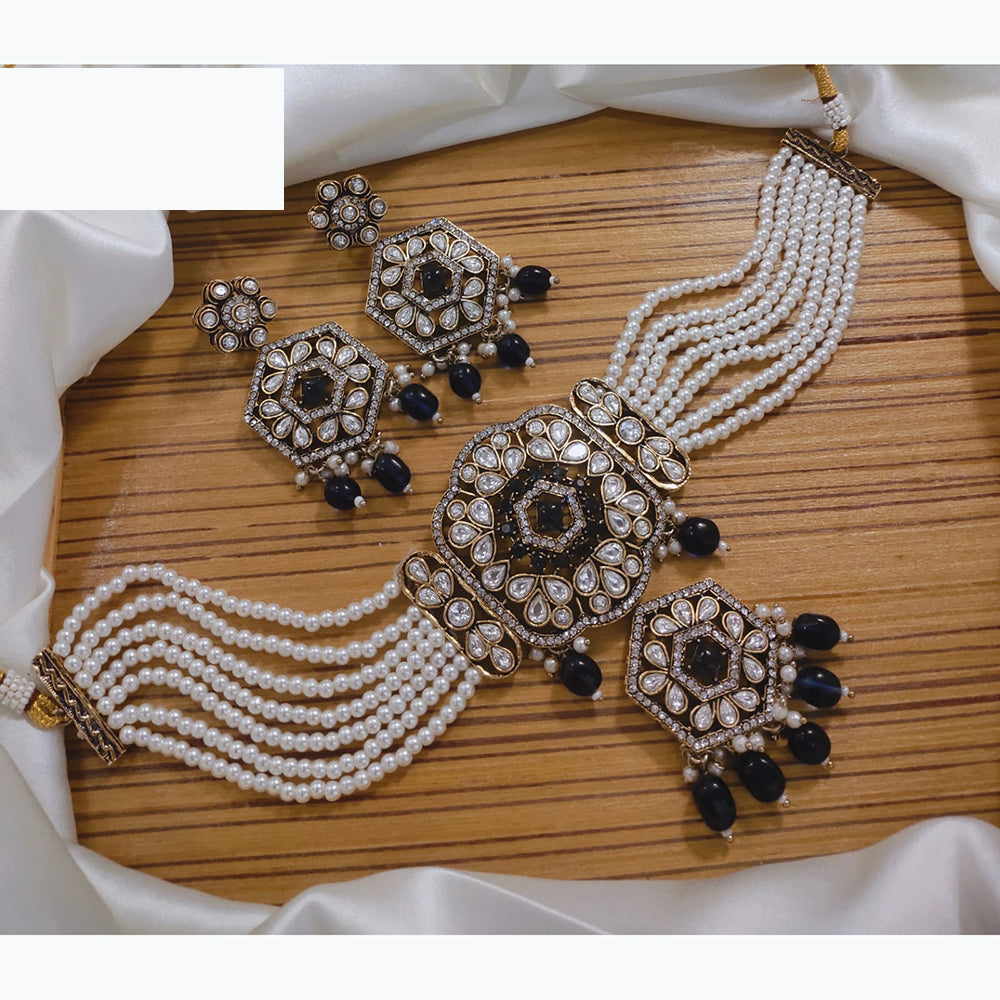 Lucentarts Jewellery Festive Pota And Austrian Beads Pearl Choker Necklace Set