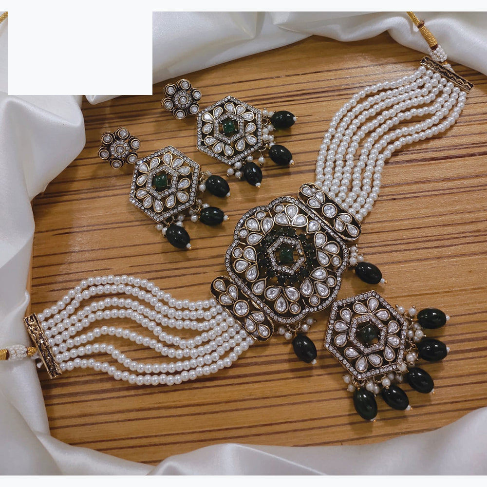 Lucentarts Jewellery Festive Pota And Austrian Beads Pearl Choker Necklace Set