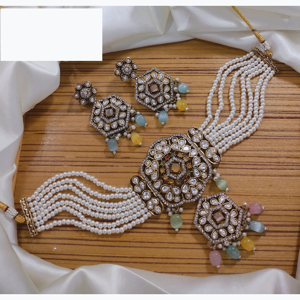 Lucentarts Jewellery Festive Pota And Austrian Beads Pearl Choker Necklace Set