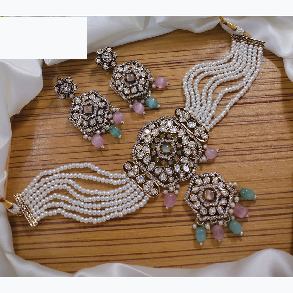 Lucentarts Jewellery Festive Pota And Austrian Beads Pearl Choker Necklace Set