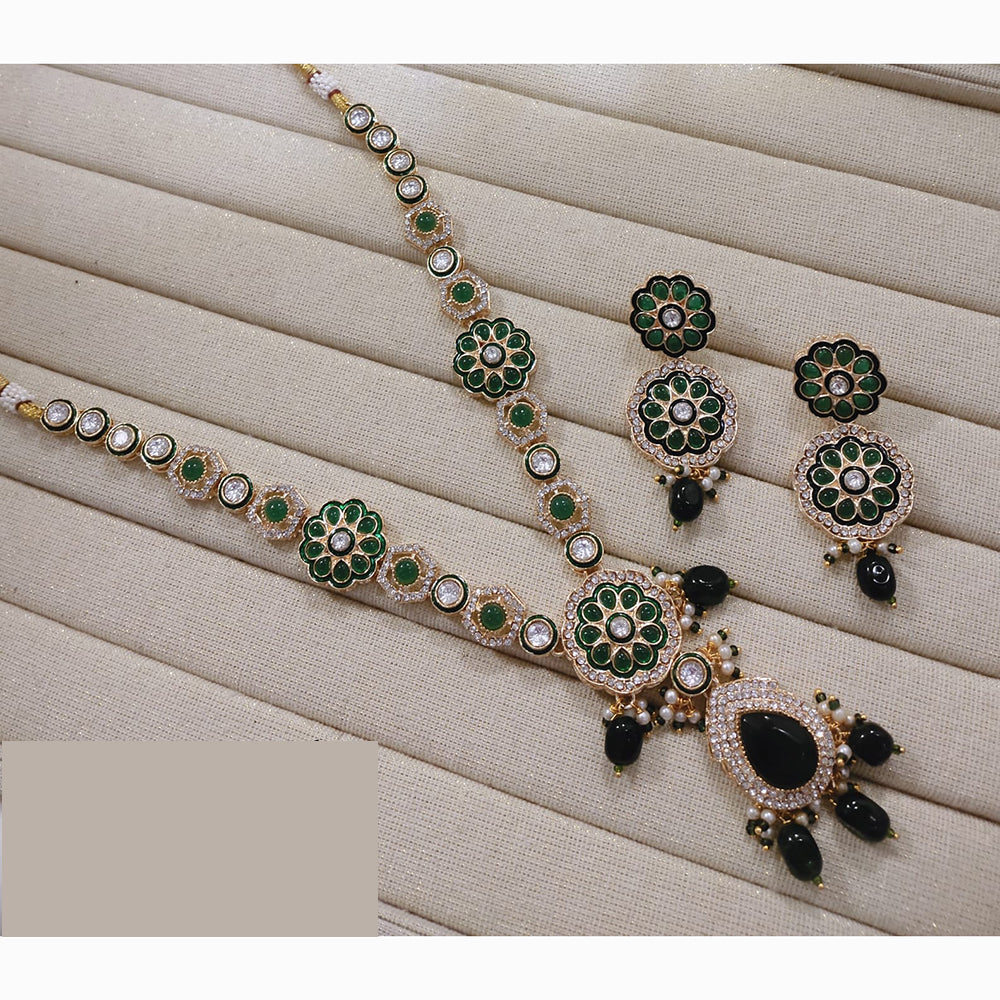 Lucentarts Jewellery Elegant Pota Stone And Beads Pearl Necklace Set