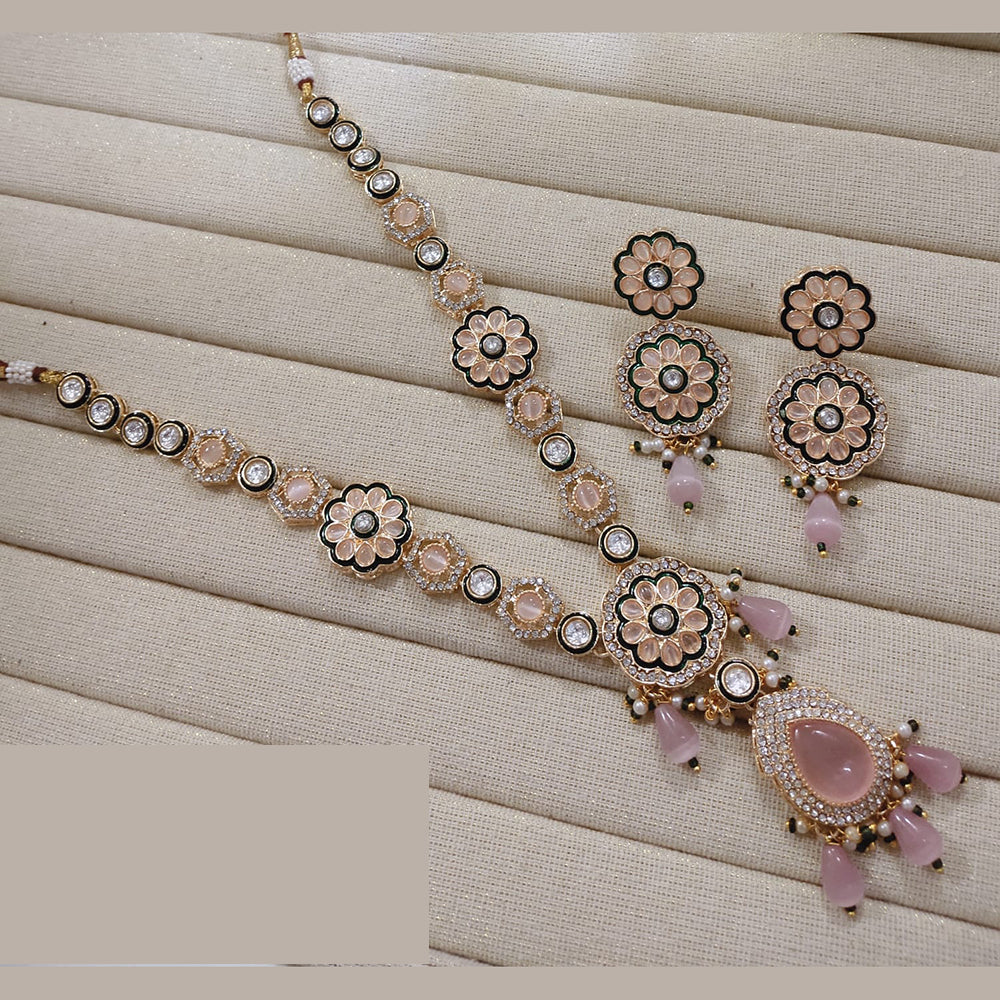 Lucentarts Jewellery Elegant Pota Stone And Beads Pearl Necklace Set