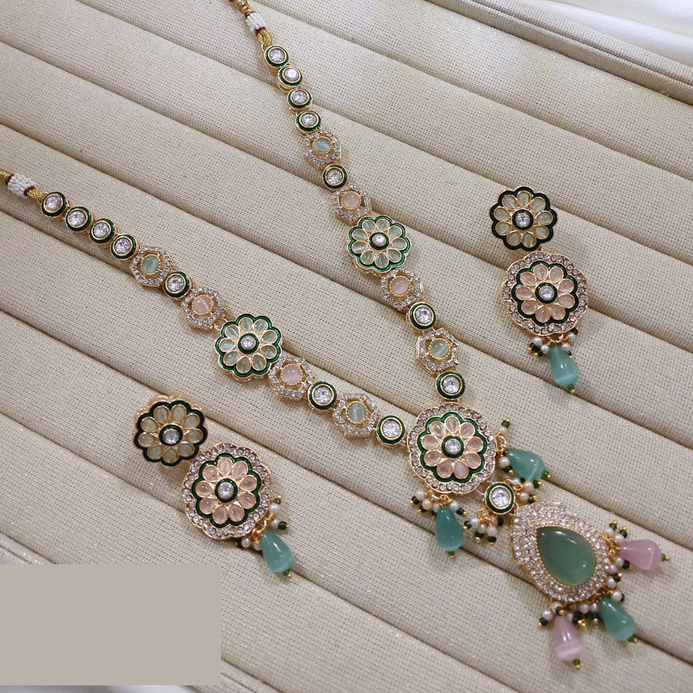 Lucentarts Jewellery Elegant Pota Stone And Beads Pearl Necklace Set