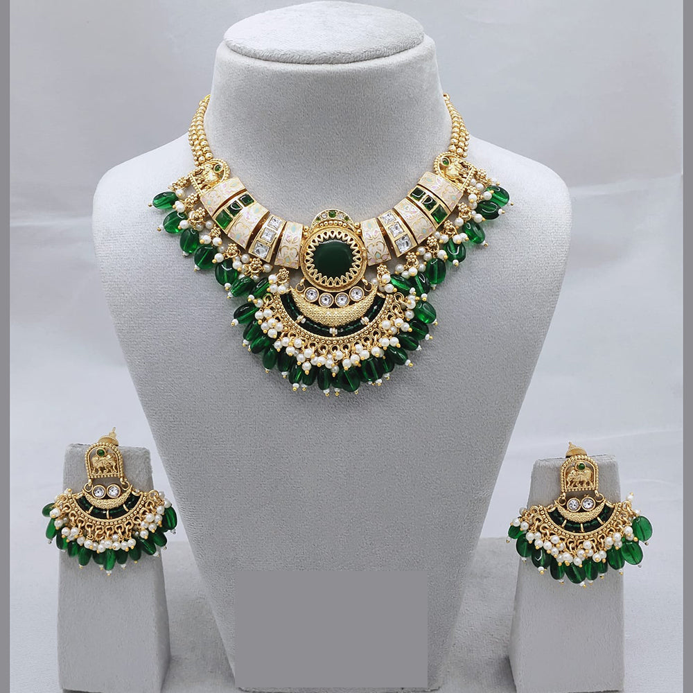 Lucentarts Jewellery Classic Pota And Meenakari Beads Pearl Necklace Set