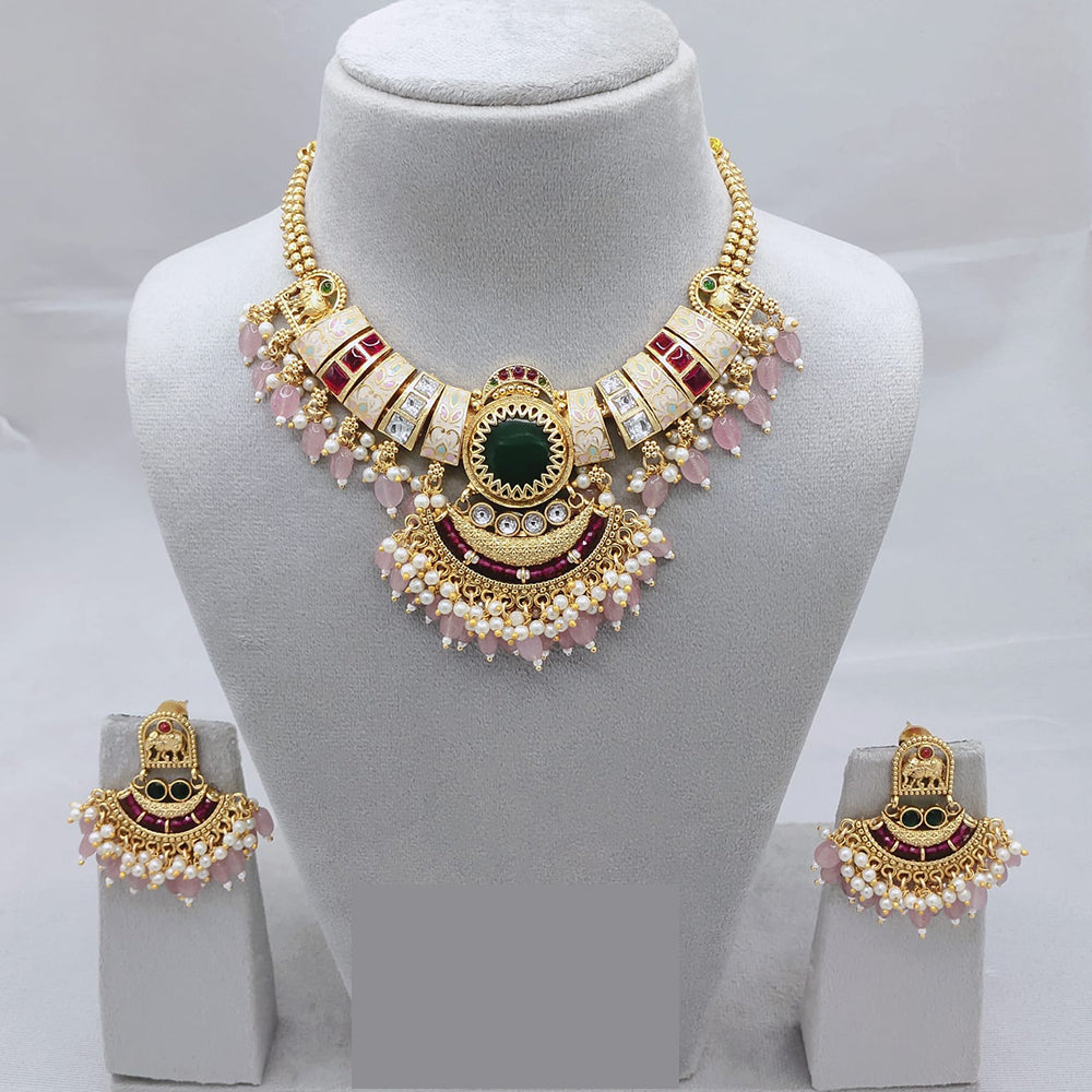 Lucentarts Jewellery Classic Pota And Meenakari Beads Pearl Necklace Set