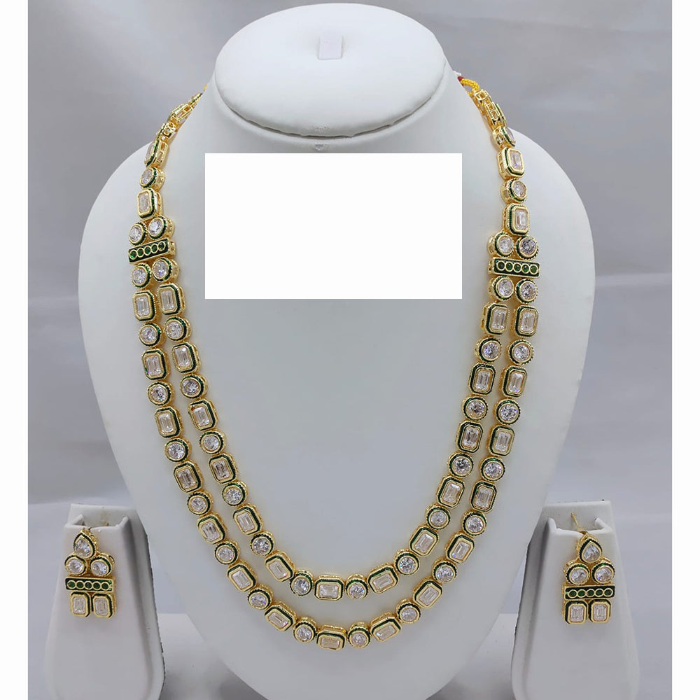 Lucentarts Jewellery Stylish Sparkling Crystal Stones Double-Layer Long Necklace Set