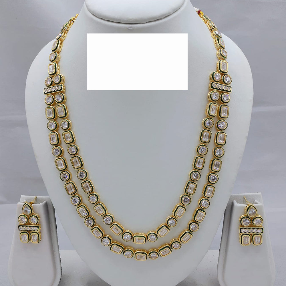 Lucentarts Jewellery Stylish Sparkling Crystal Stones Double-Layer Long Necklace Set