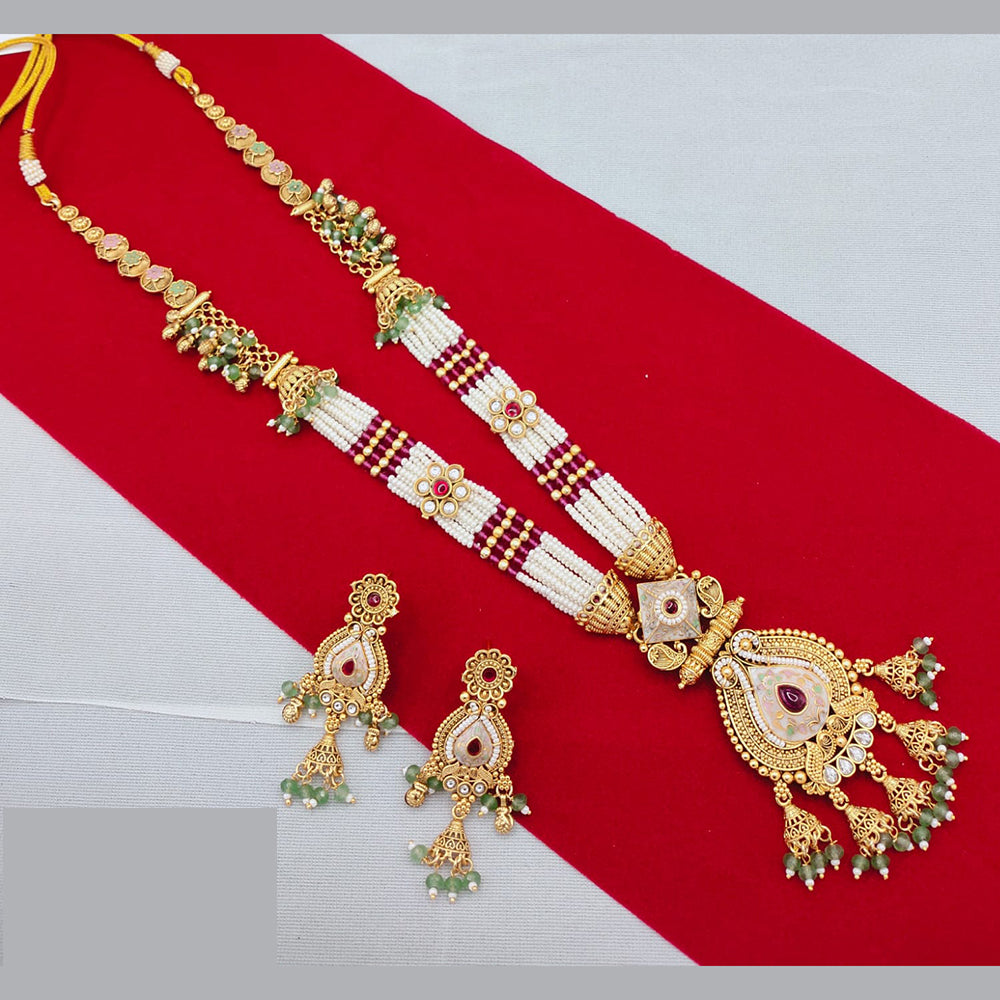 Lucentarts Jewellery Classic Pota And Meenakari Beads Pearl Long Necklace Set