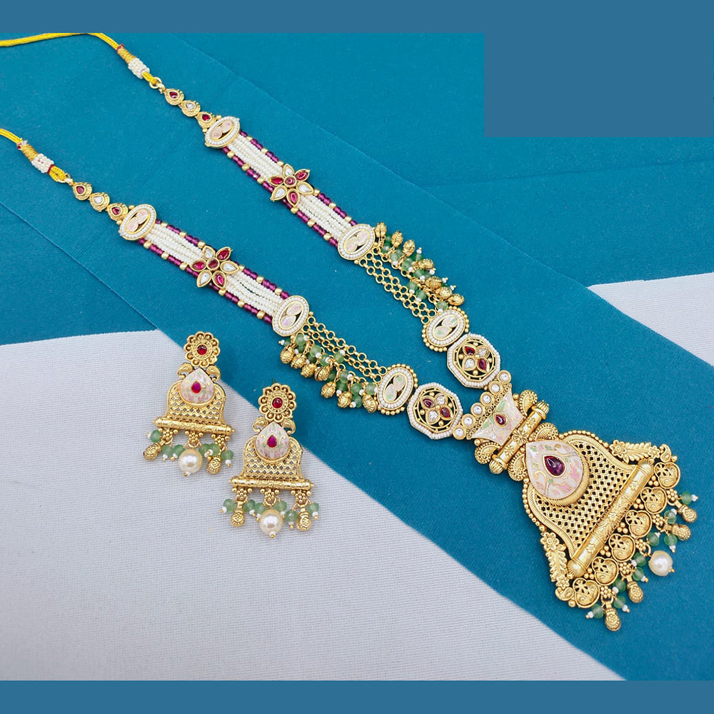 Lucentarts Jewellery Classic Pota And Meenakari Beads Pearl Long Necklace Set