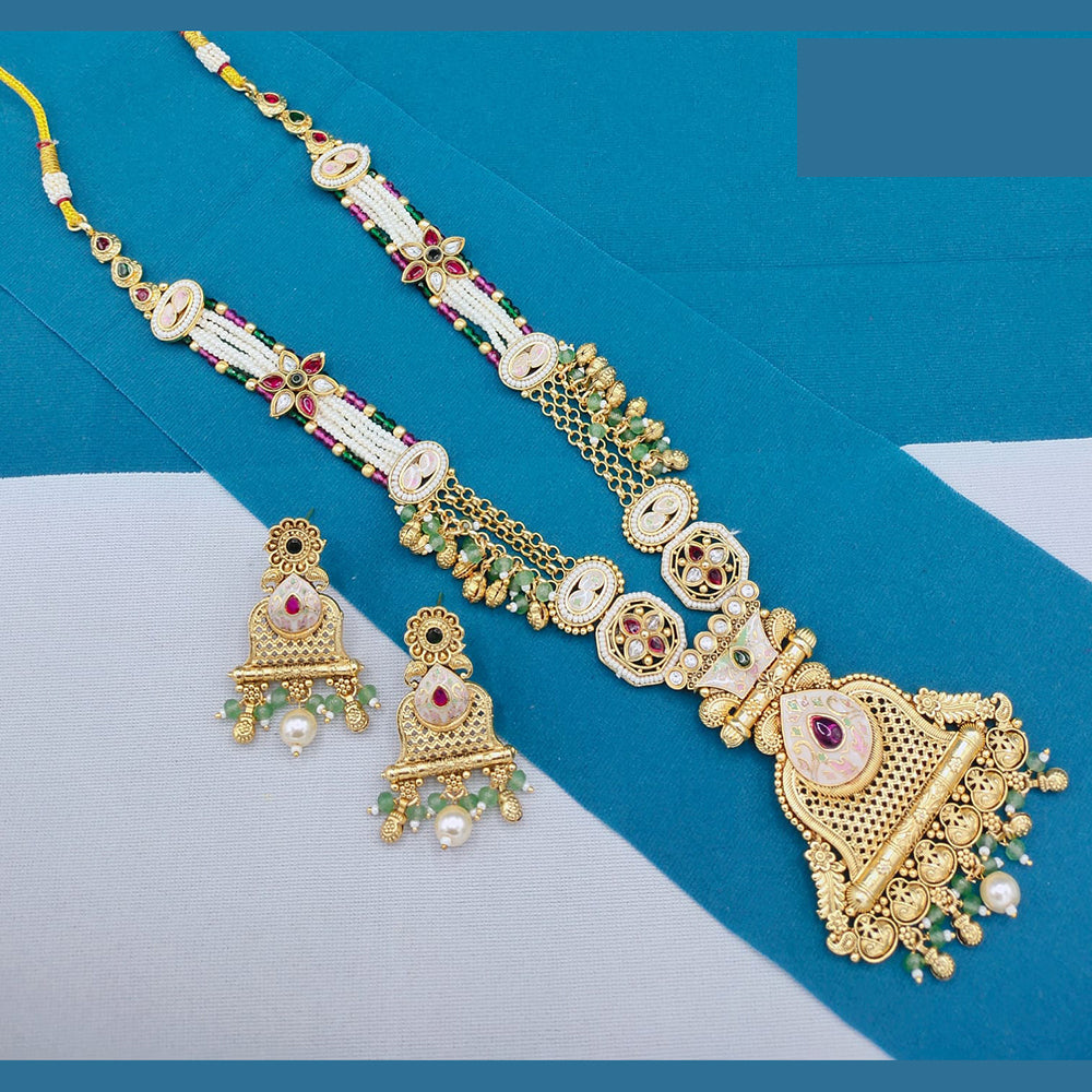 Lucentarts Jewellery Classic Pota And Meenakari Beads Pearl Long Necklace Set