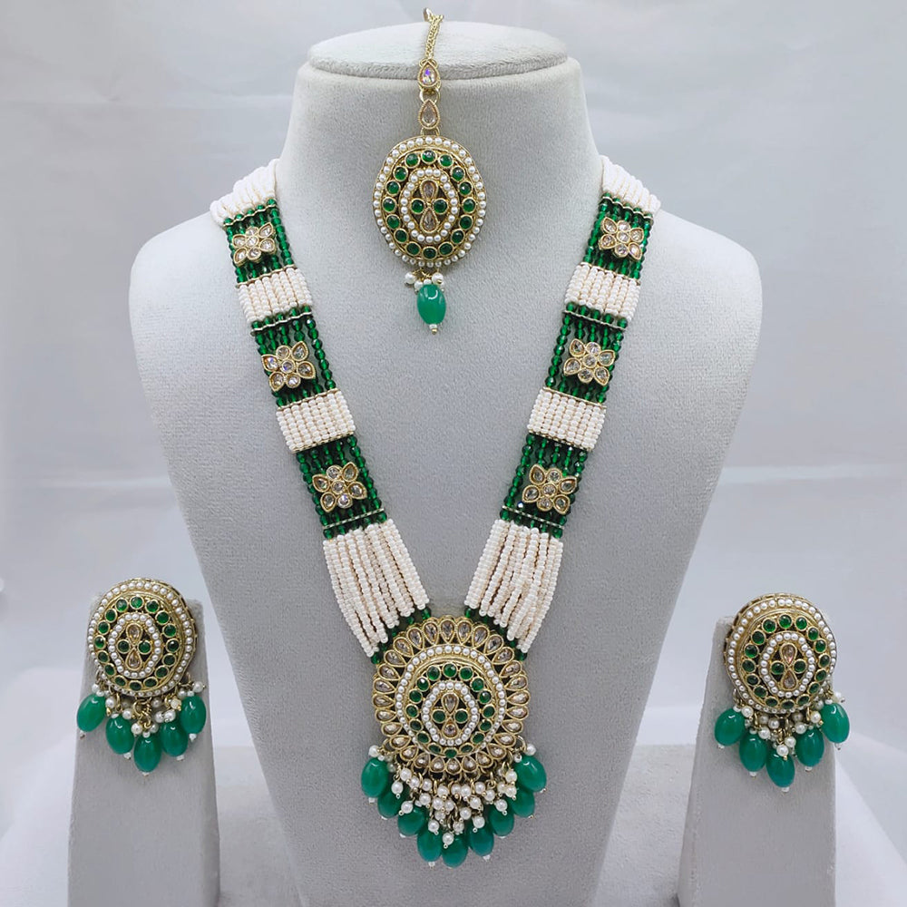 Lucentarts Jewellery Premium Crystal Stone And Pearl Beads Long Necklace Set