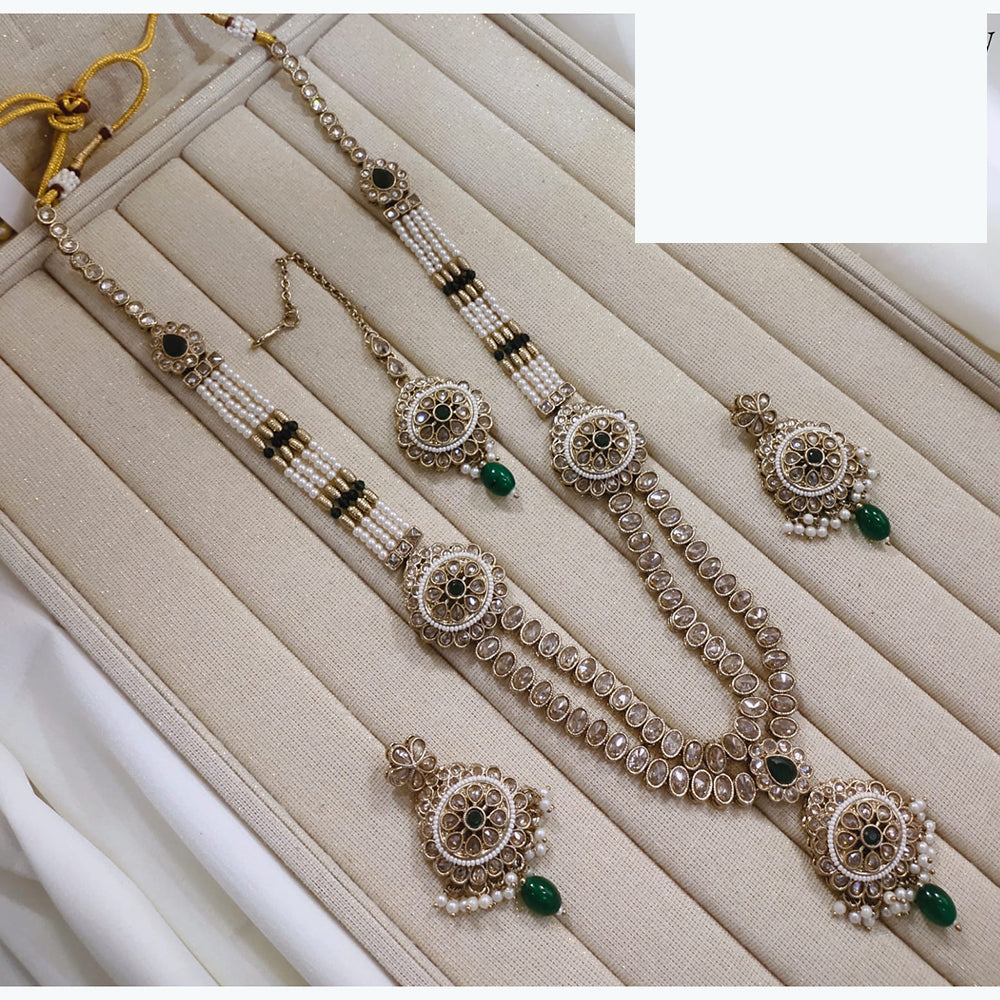 Lucentarts Jewellery Premium Crystal Stone And Pearl Beads Long Necklace Set