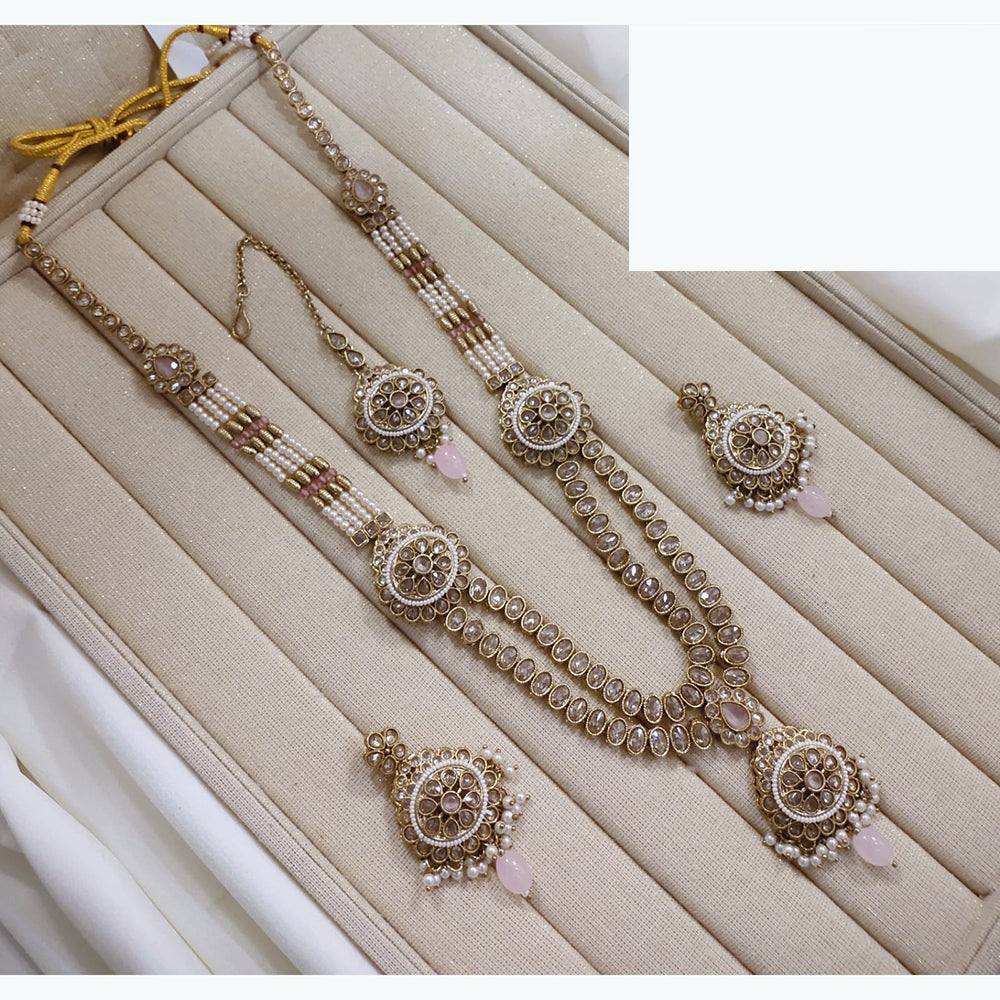 Lucentarts Jewellery Premium Crystal Stone And Pearl Beads Long Necklace Set