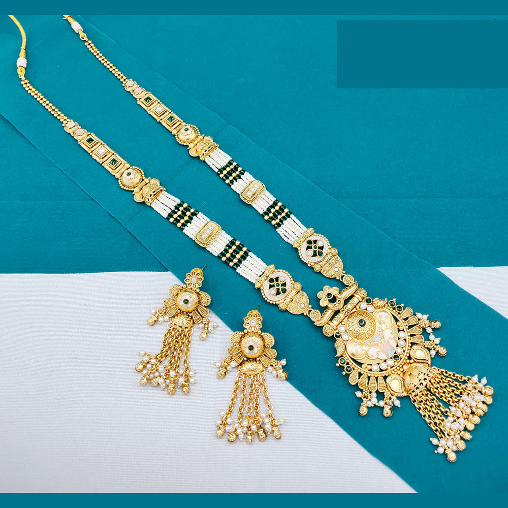 Lucentarts Jewellery Classic Pota And Meenakari Beads Pearl Long Necklace Set