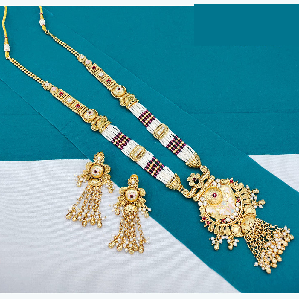 Lucentarts Jewellery Classic Pota And Meenakari Beads Pearl Long Necklace Set