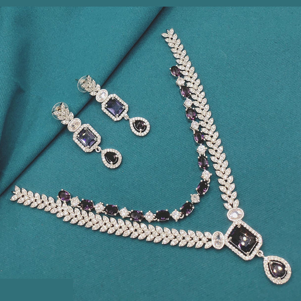 Lucentarts Jewellery Designer American Diamond Necklace Set