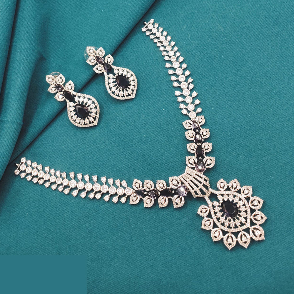 Lucentarts Jewellery Designer American Diamond Necklace Set