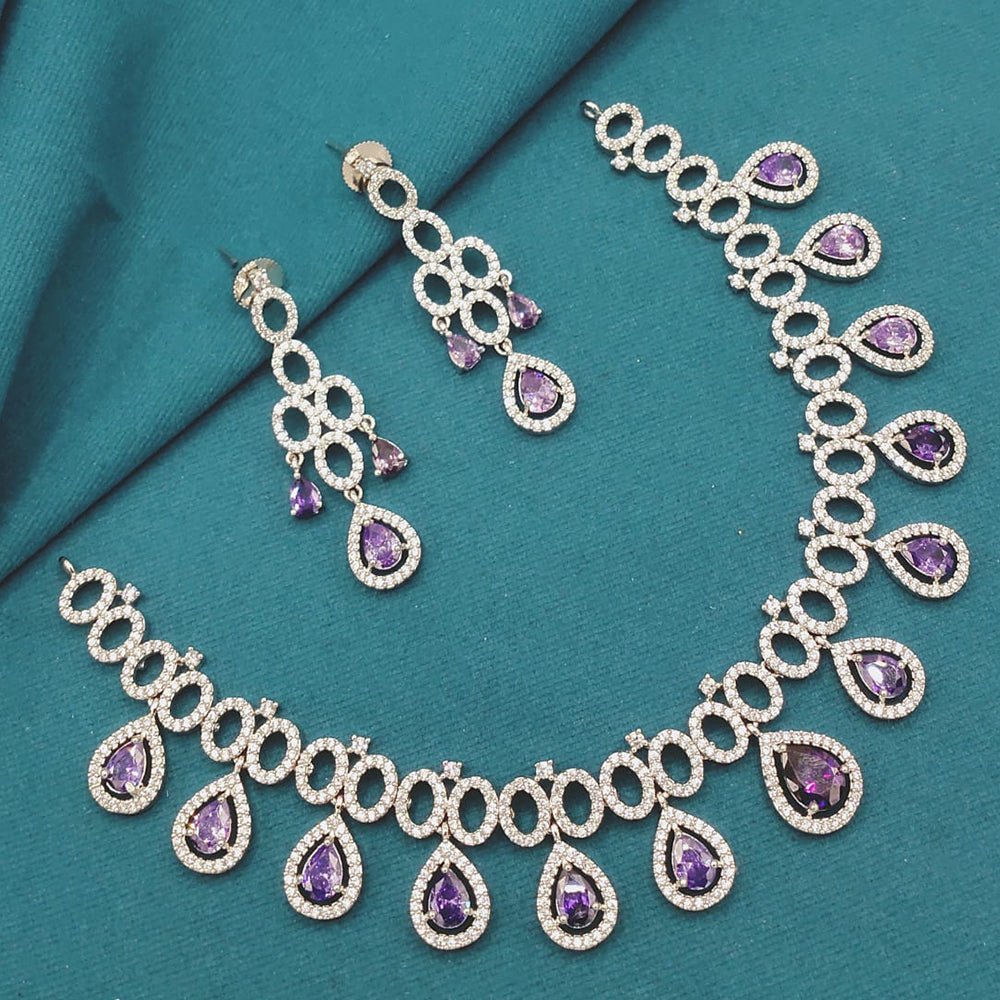 Lucentarts Jewellery Designer American Diamond Necklace Set