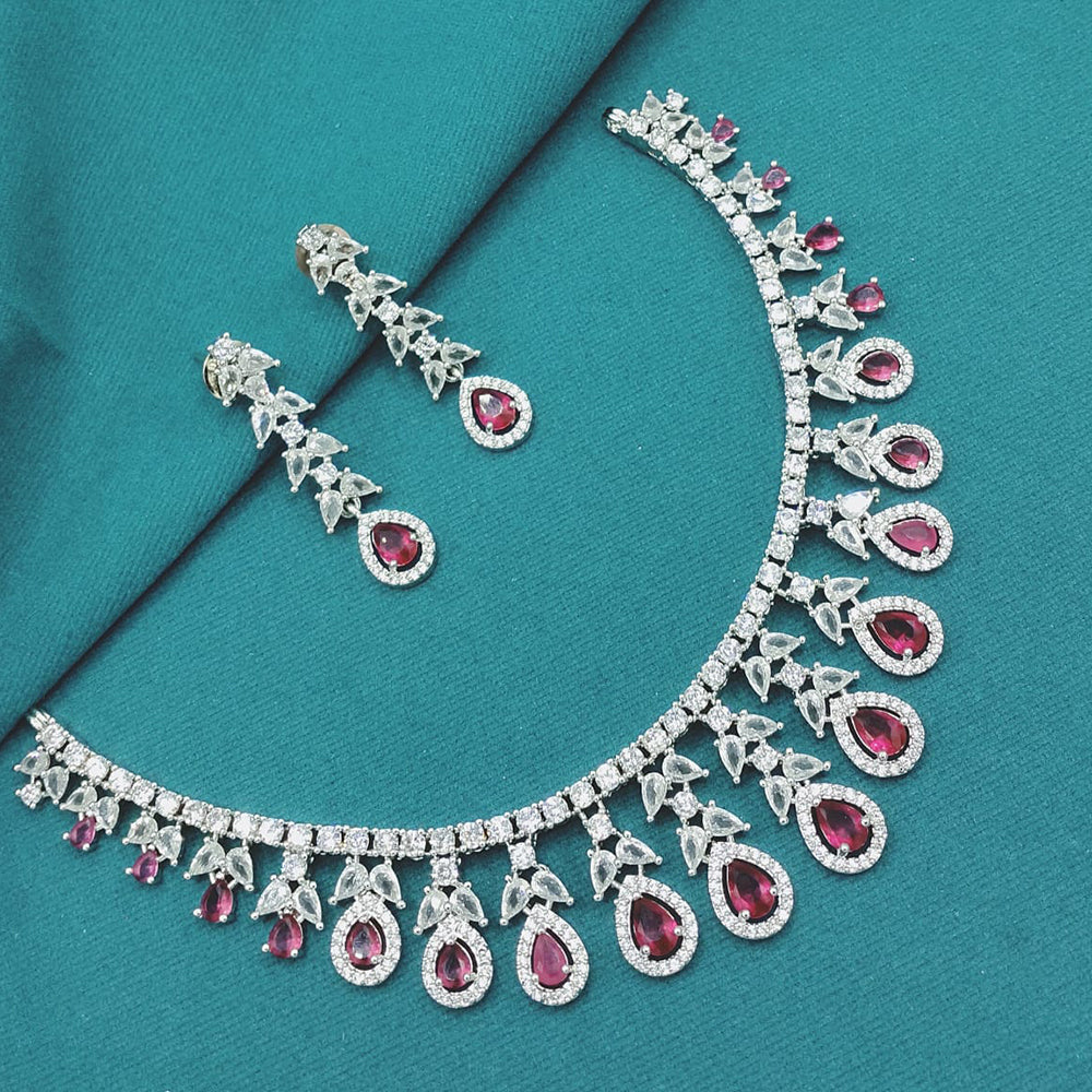 Lucentarts Jewellery Designer American Diamond Necklace Set