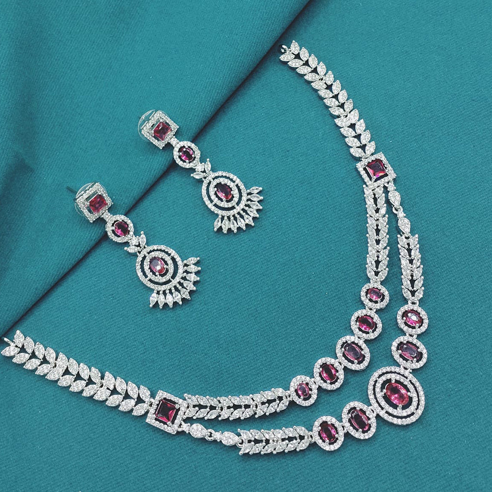 Lucentarts Jewellery Designer American Diamond Necklace Set