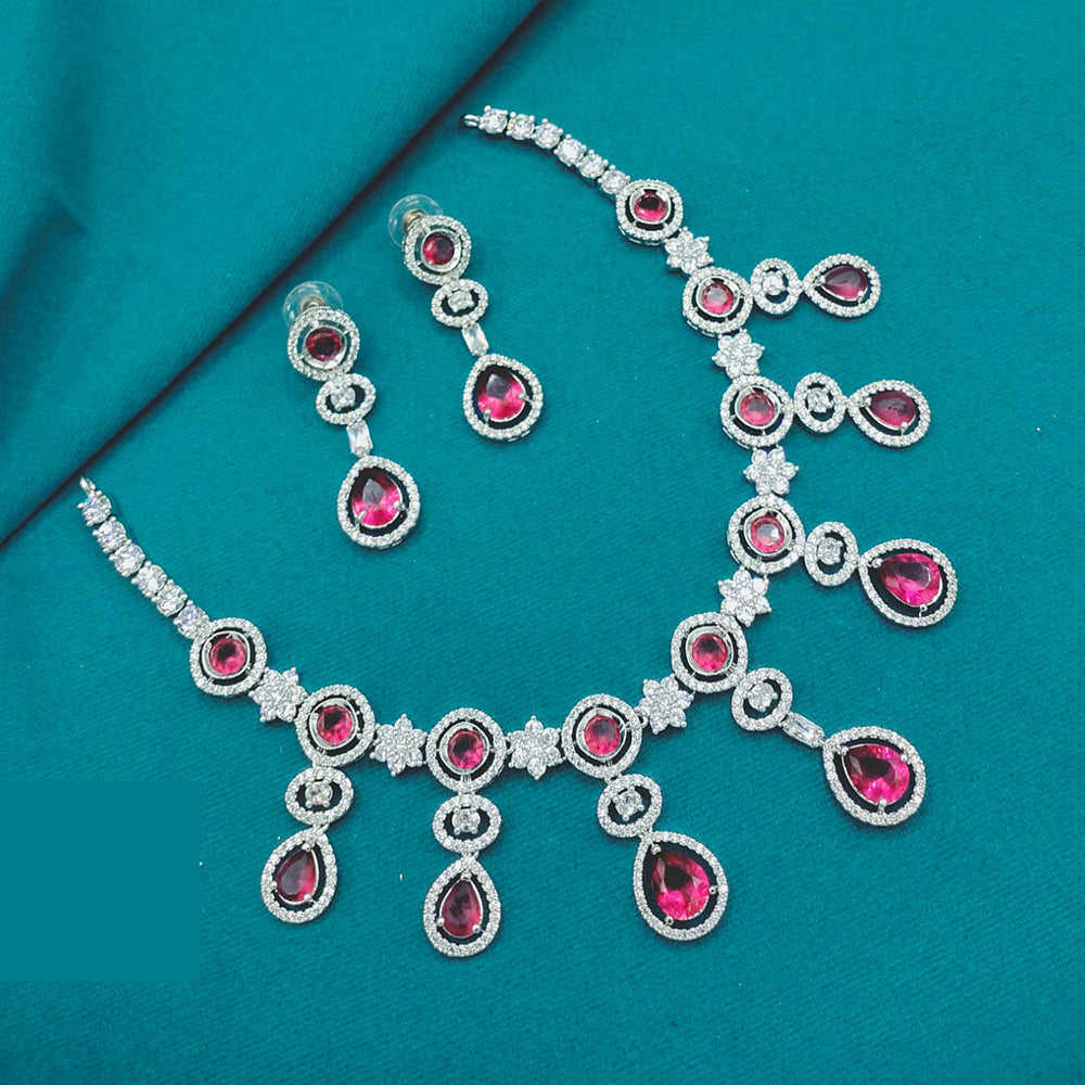 Lucentarts Jewellery Designer American Diamond Necklace Set