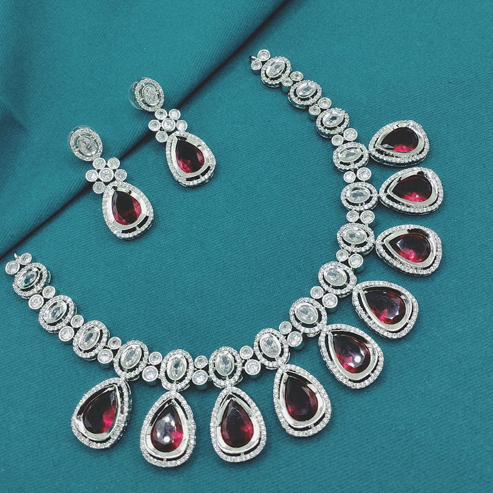 Lucentarts Jewellery Designer American Diamond Necklace Set