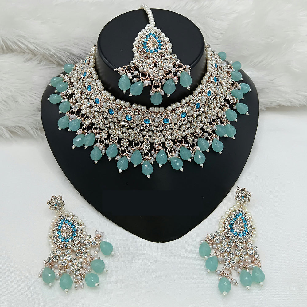 Lucentarts Jewellery Fashion Choker Necklace Set Sparkling Austrain Stone With Beads