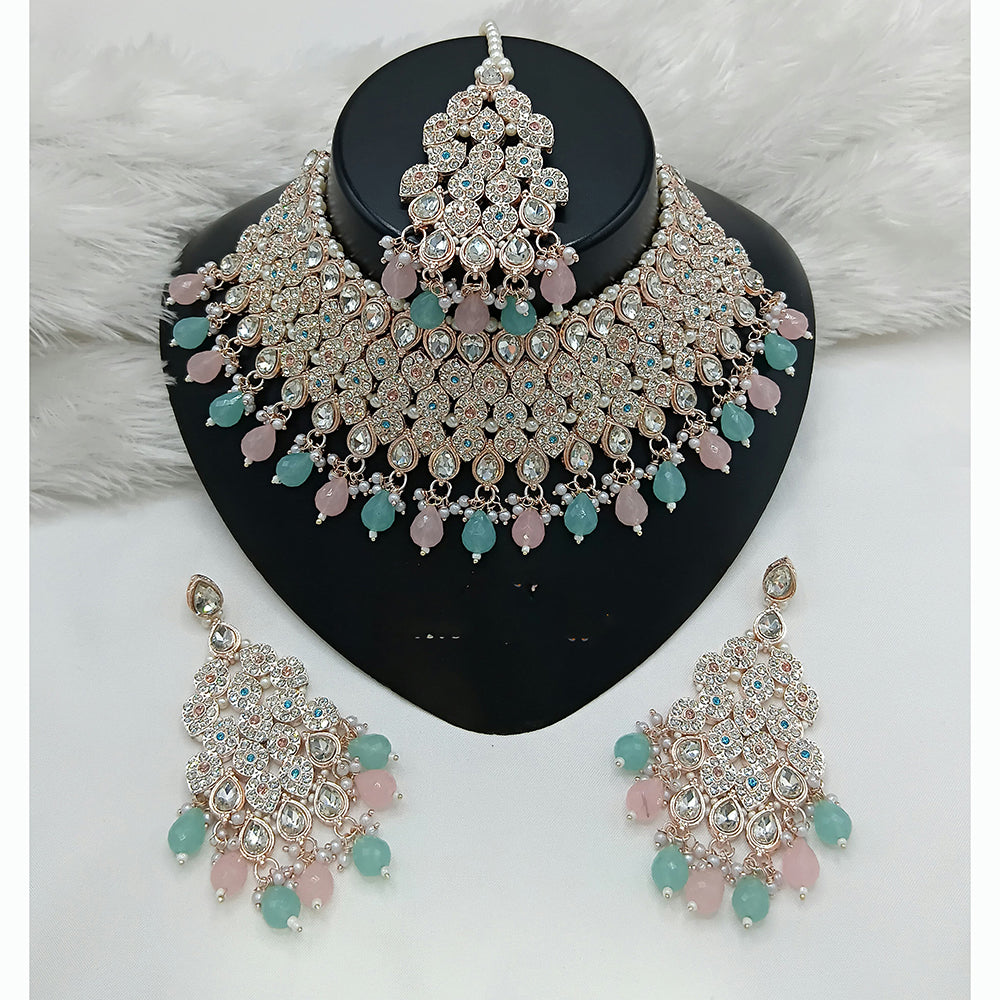 Lucentarts Jewellery Designer Austrain Stone And Bead Choker Necklace Set Elegant Ethnic Glamour