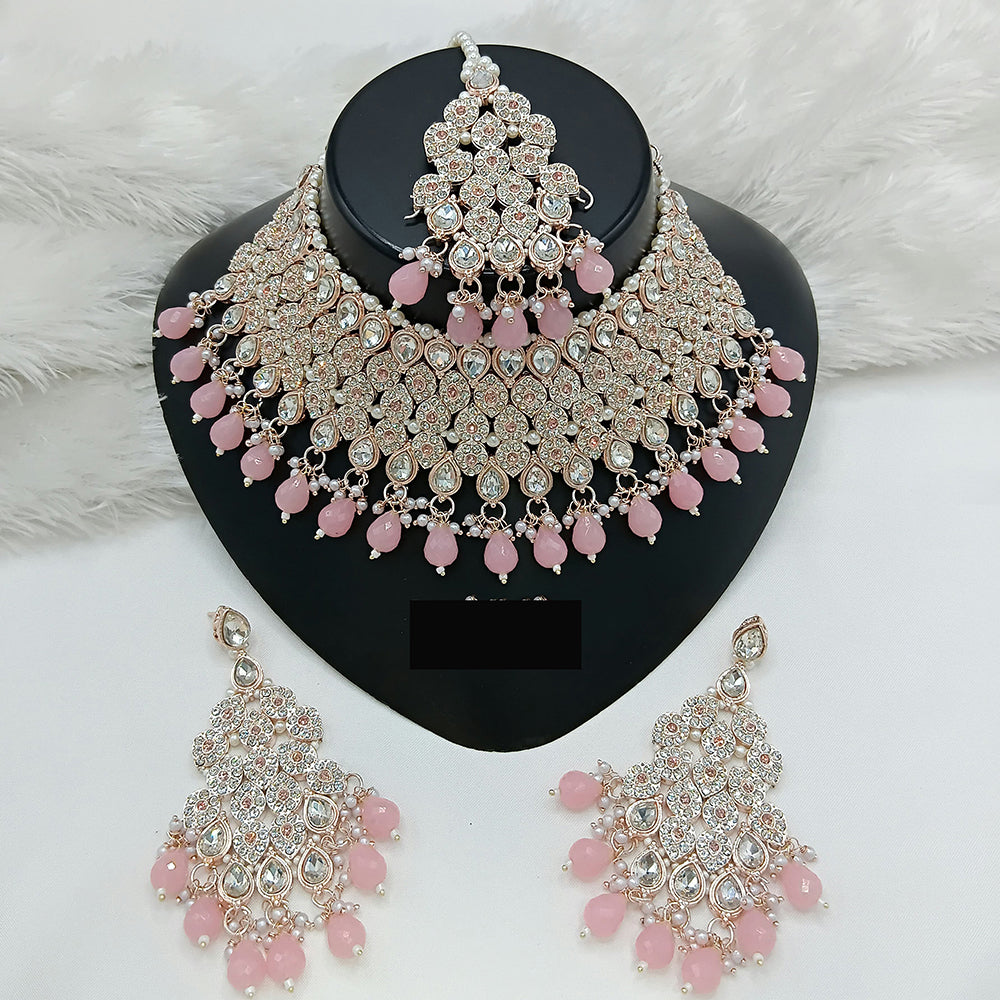 Lucentarts Jewellery Designer Austrain Stone And Bead Choker Necklace Set Elegant Ethnic Glamour