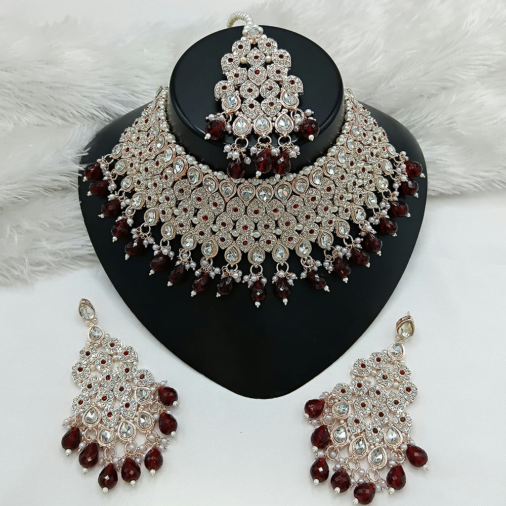 Lucentarts Jewellery Designer Austrain Stone And Bead Choker Necklace Set Elegant Ethnic Glamour