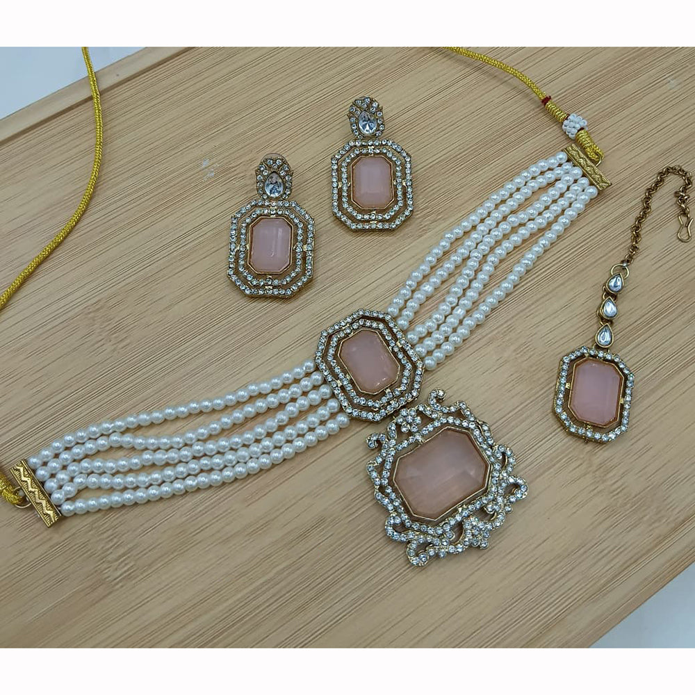 Lucentarts Jewellery Elegant Crystal And Pearl Necklace Set