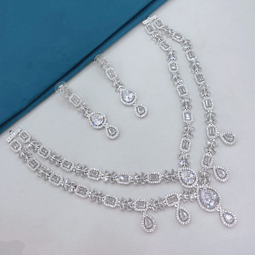 Lucentarts Jewellery Sparkling American Diamond Necklace Set