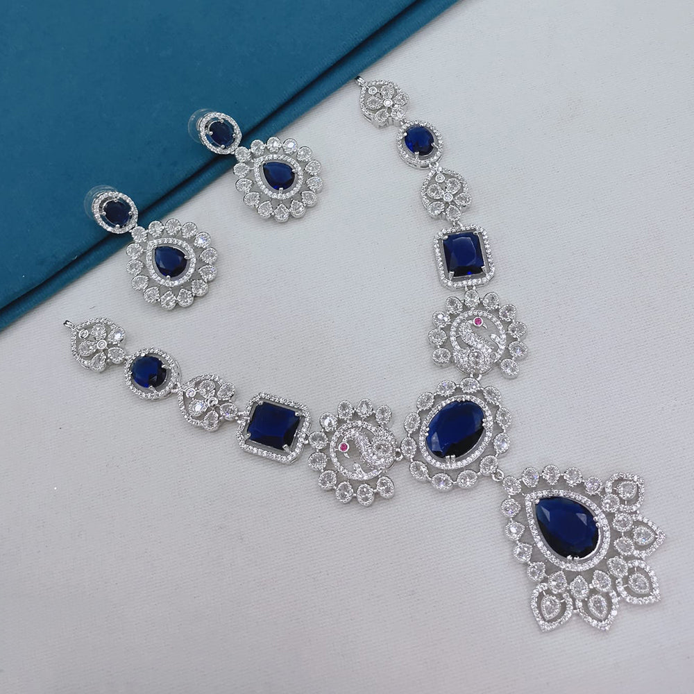 Lucentarts Jewellery Sparkling American Diamond Necklace Set