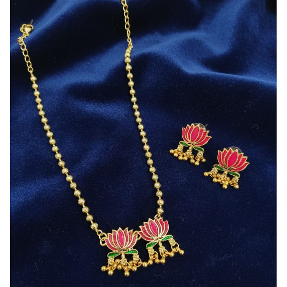 Lucentarts Jewellery Gold Plated Beads And Meenakari Long Necklace Set