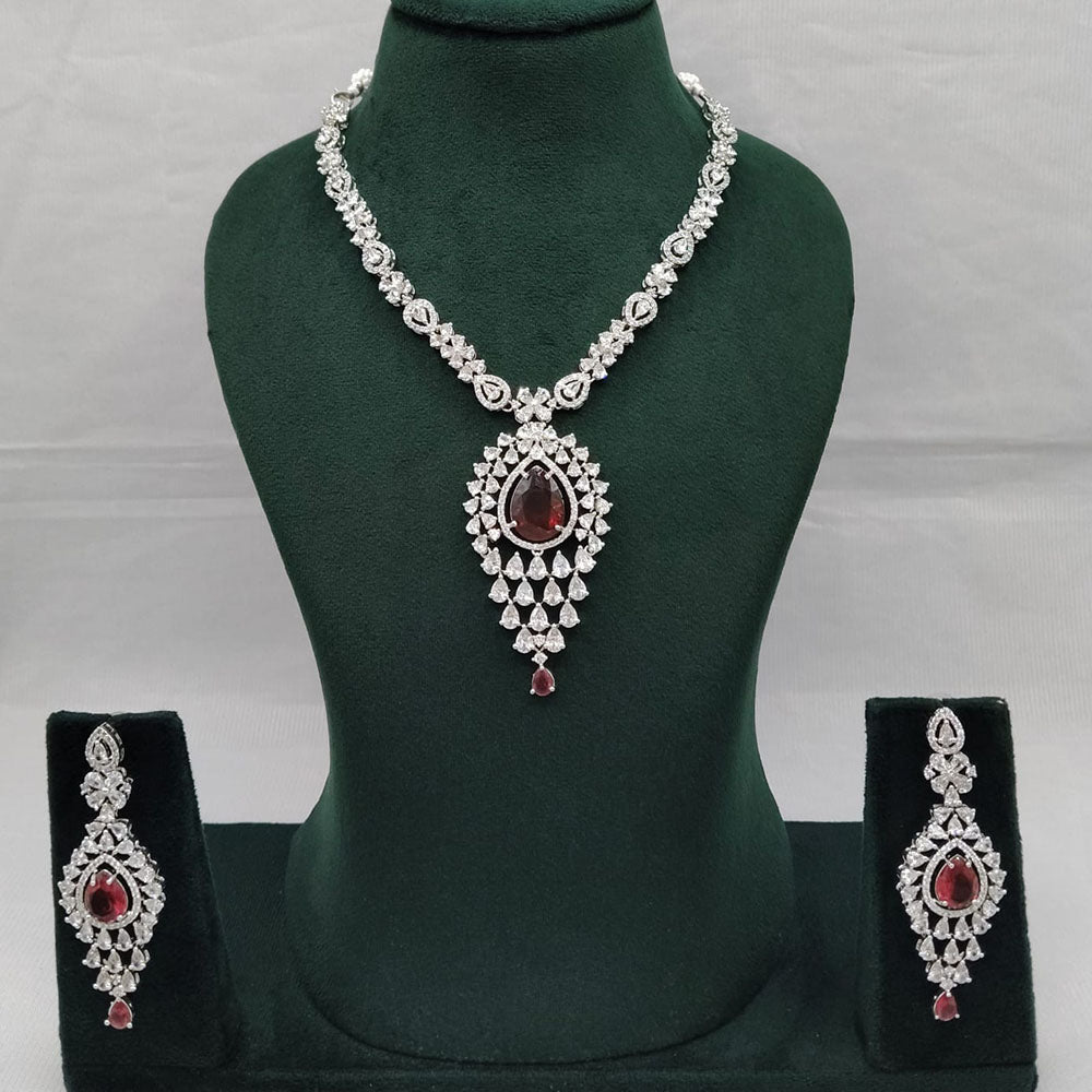 Lucentarts Jewellery Grand Luxury American Diamond Sparkle Necklace Set