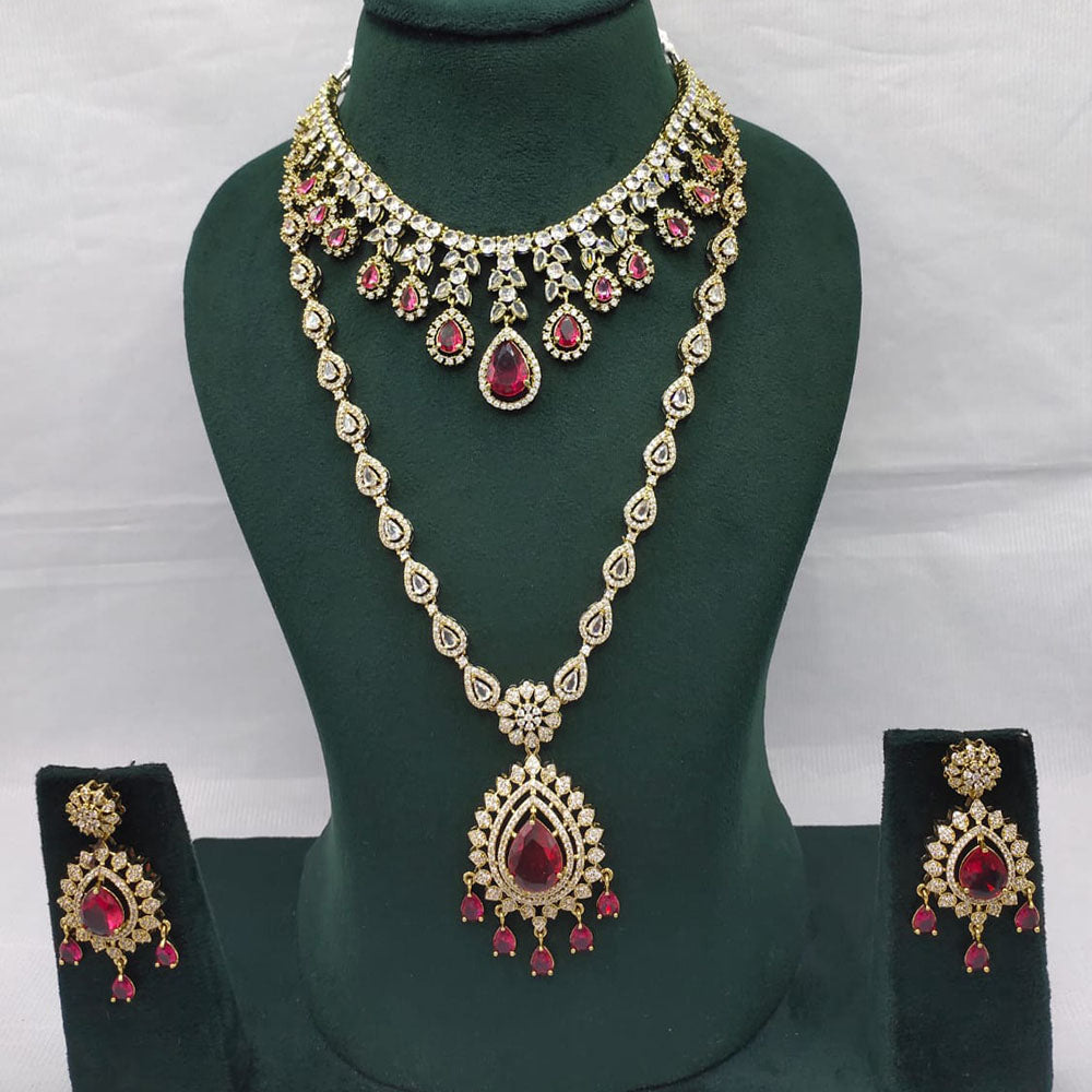 Lucentarts Jewellery Grand Luxury American Diamond Sparkle Necklace Set