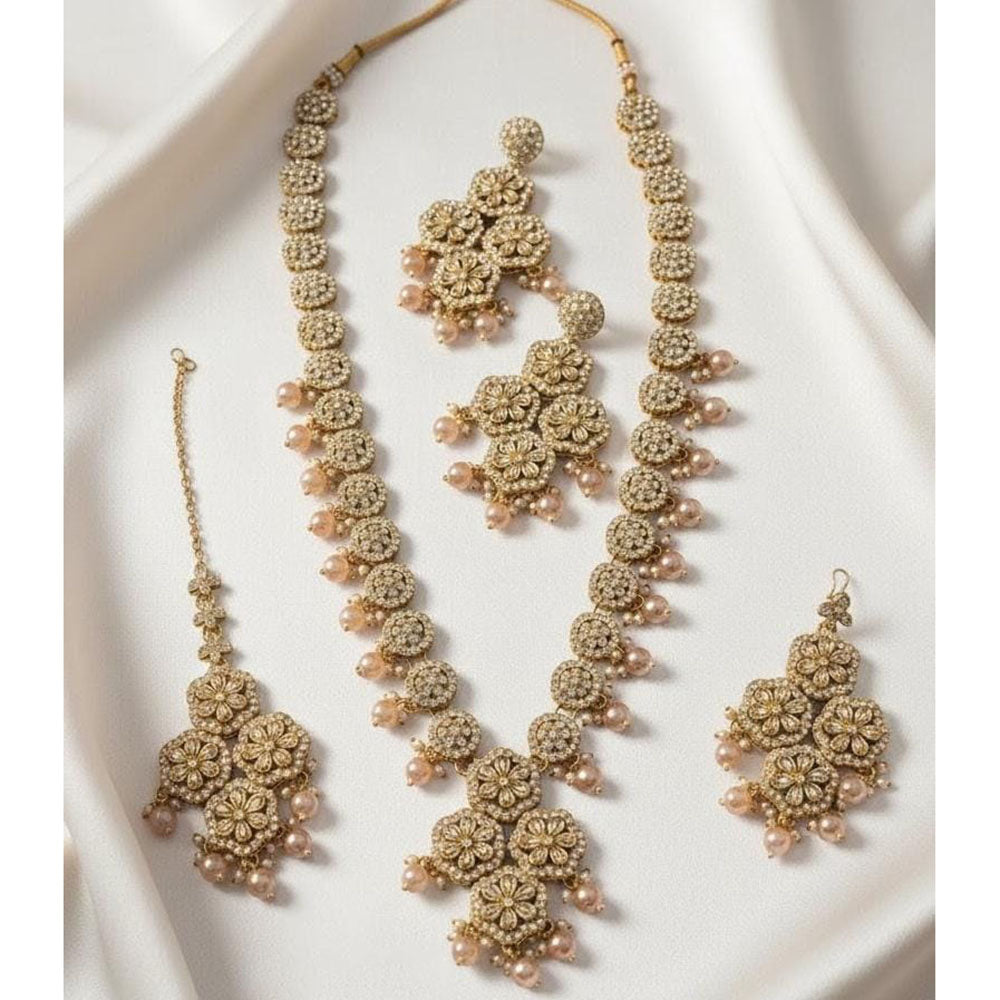 Lucentarts Jewellery Luxury Designer Pota Stone And Beads Necklace Set